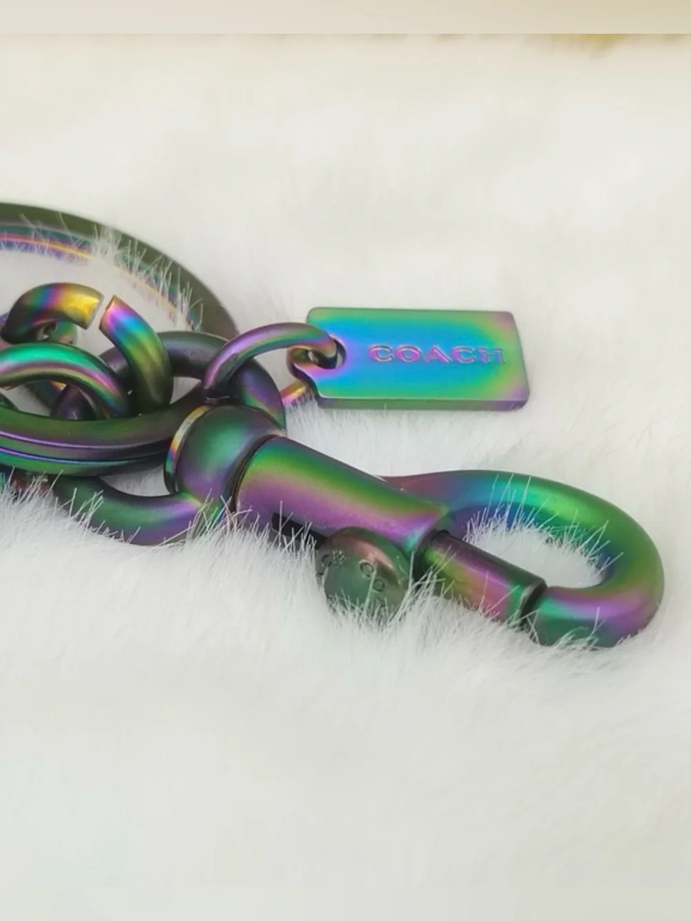 Coach, 3D, oil slick, Iridescent Unicorn, Keychain/fob  RARE!